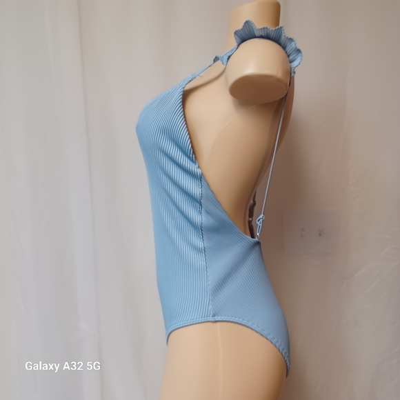 Hollister Blue Bikini Swimsuit With V-Neck and Bow Straps Size M - Picture 7 of 13